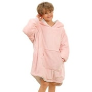 Blanket Hoodie for Kids, Kids Oversized Blanket Hoodie, Fluffy Sherpa Fuzzy Fleece Comfy Giant Hooded Sweatshirt for Children Boys Girls