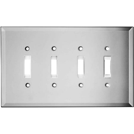 Glass Mirror - 4 Toggle Light Switch Covers