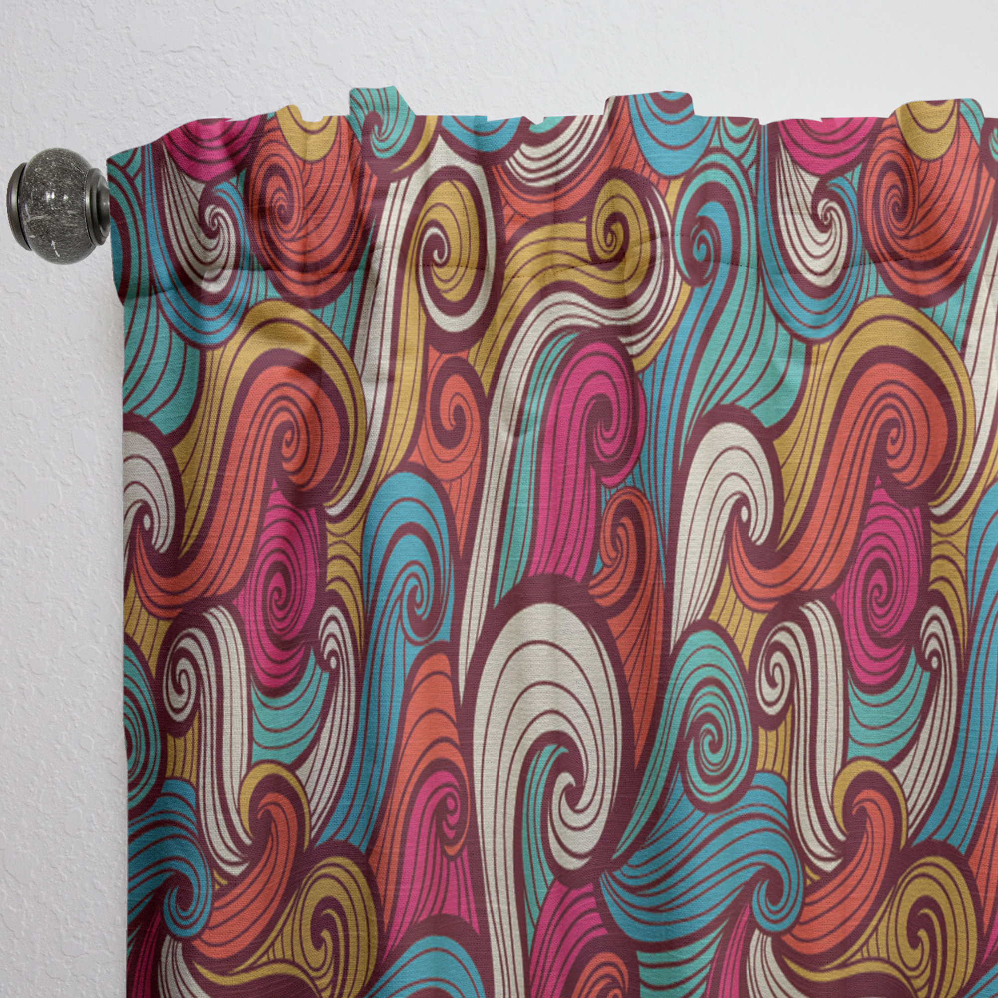 Designart 'Color Pattern Waves' Nautical & Coastal Curtain Panel