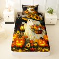 thumbnail image 3 of Manfei Spooky Halloween Ghosts Twin Sheets,Pumpkin Lantern Bedding,Black,3-Piece,1 Fitted Sheet and 1 Pillowcase, 3 of 6