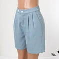 thumbnail image 3 of Vedolay Womens Shorts for Summer Women's Linen Shorts for Summer Casual Hiking Waist Pocketed Comfy Shorts,Blue S, 3 of 5