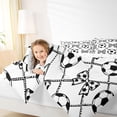 thumbnail image 3 of Castle Fairy Sport Soccer Bow Twin Comforter Sets 2pcs, Geometric Plaid Bedding Set, Black White,1 Comforter and 1 Pillowcase, 3 of 6
