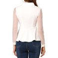 thumbnail image 3 of Allegra K Women's Halloween Costume Mesh Sheer Long Sleeve Blouse Turn Down Collar Keyhole Peplum Top, 3 of 6