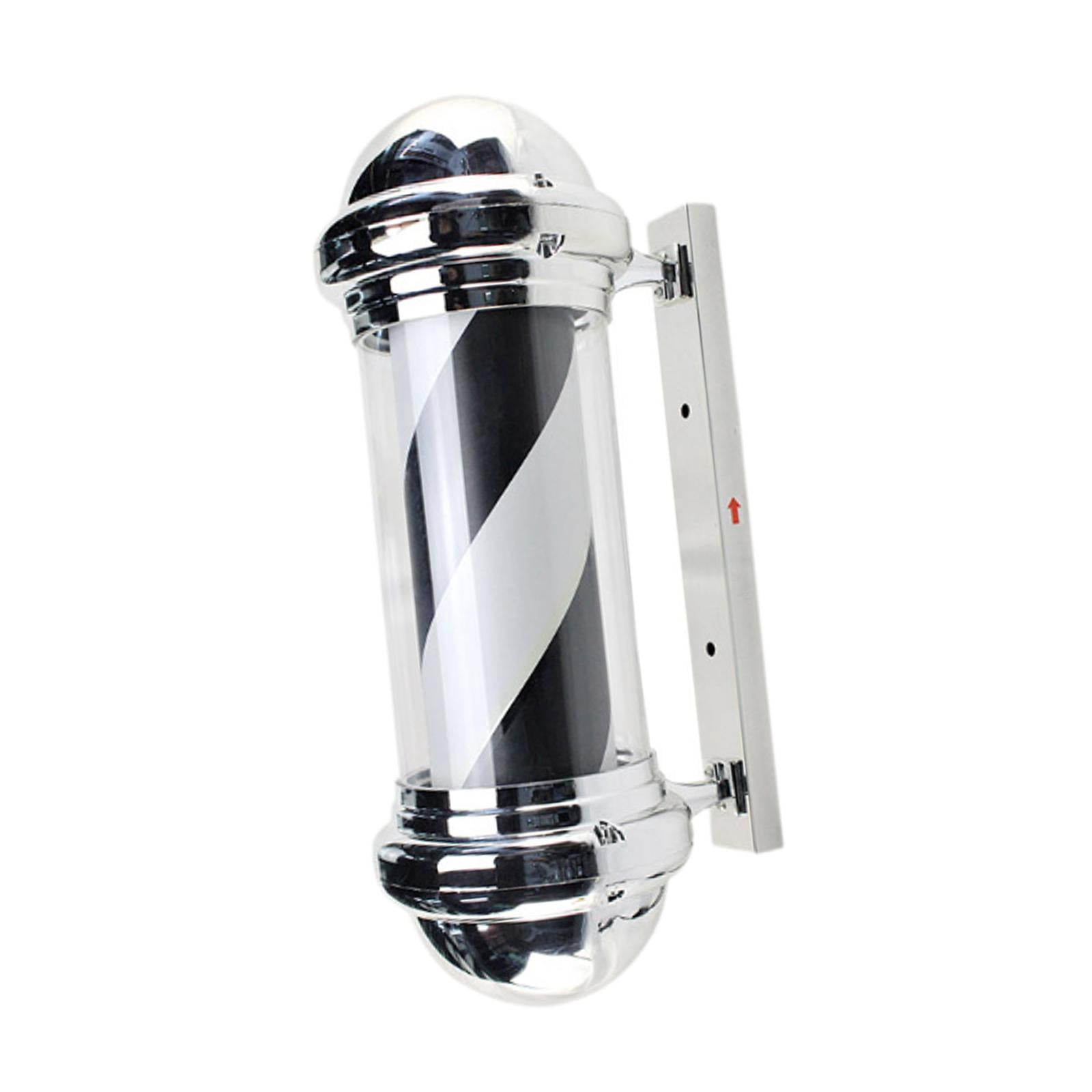 TOOYFUL Barber Pole Light Hair Salon Signage Light Sturdy,Waterproof,Salon Open Sign Light Salon Rotating Light for Indoor Hair Salon Black White