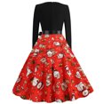 thumbnail image 4 of Fridja Robe Vintage Rockabilly Patchwork pour Femmes Robe de Fête de Noël avec Nœud, 4 of 7