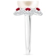 thumbnail image 3 of ANGARA Freshwater Cultured Pearl Floral Ring with Rubies in 14K White Gold for Women | June Birthstone, Birthday, Anniversary, Jewelry Gift for Women | Pearl Ring, 3 of 8