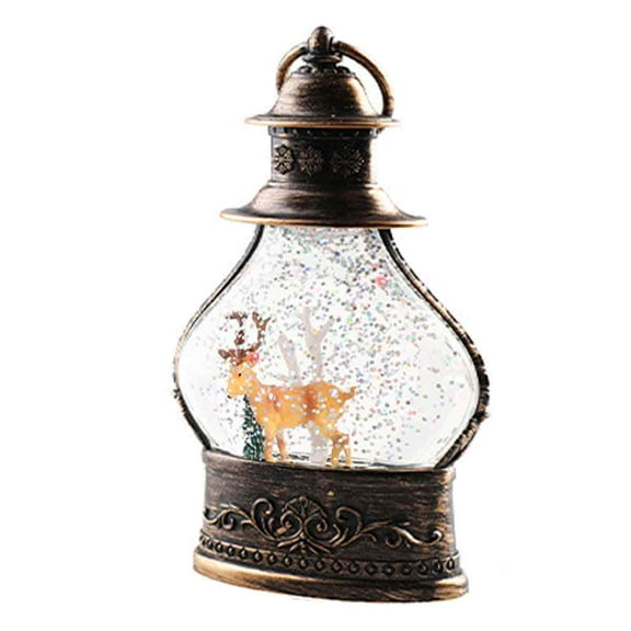 Christmas Snow Globes Lantern, Cylinder Glitter Snow Globe,Bronze Snow Globes Christmas ,Lantern with Xmas Tree Snowman Decor