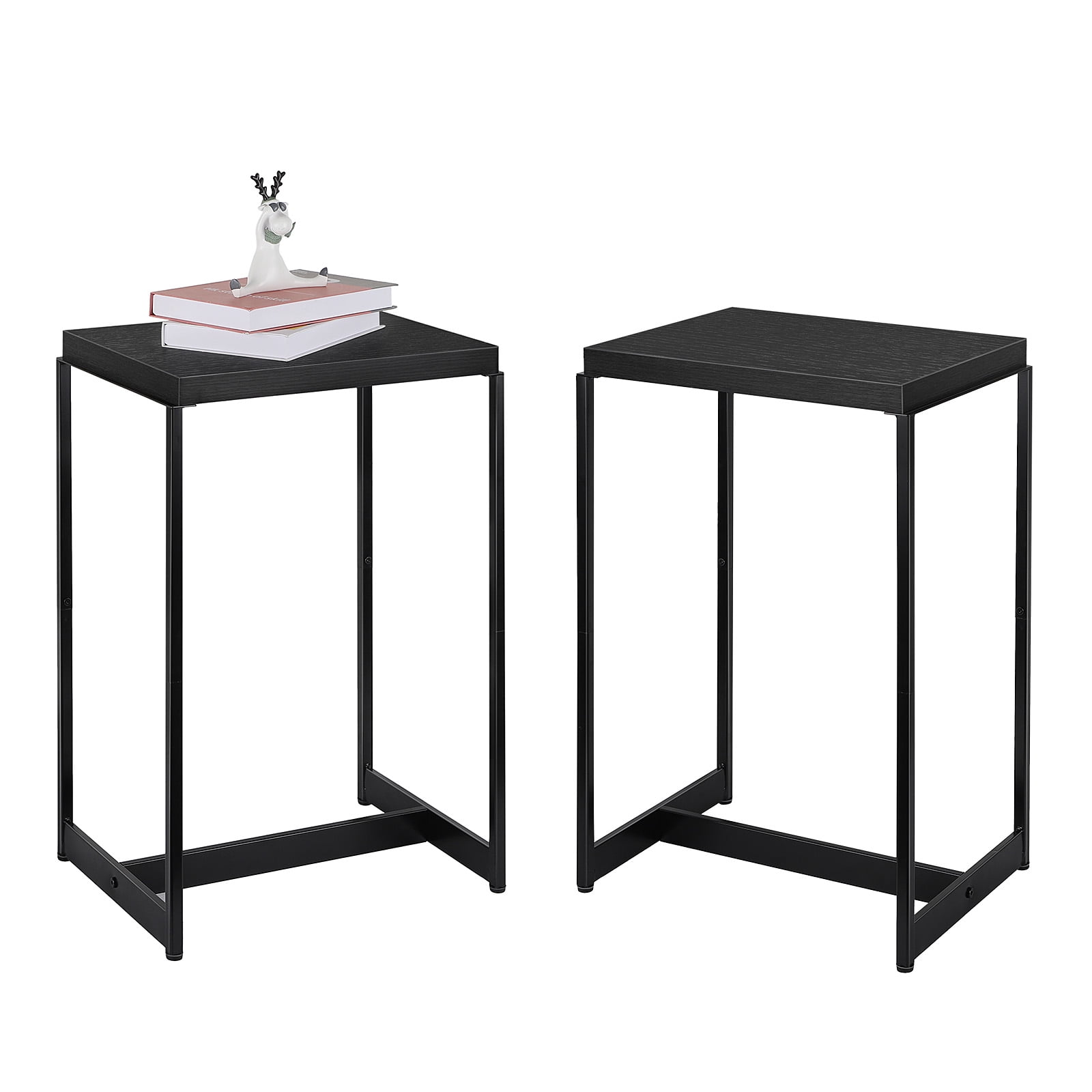 Oumilen Black Modern Bedroom Nightstands Set of 2 - Narrow Side Tables