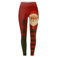 thumbnail image 5 of Fiaer Christmas Women's Leggings Santa High Waisted Xmas Tight Trousers Plus Size Stretch Tummy Control Yoga Pants Red1 L, 5 of 5