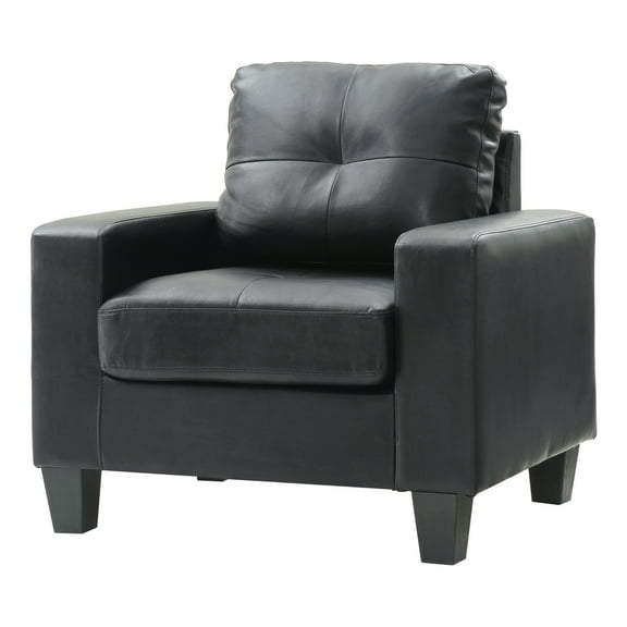 Glory Furniture Newbury Faux Leather Club Chair in Black