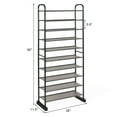 thumbnail image 2 of Costway 10-Tier Shoe Rack Space-saving Shoe Organizer W/Metal Frame Shoe Tower, 2 of 12