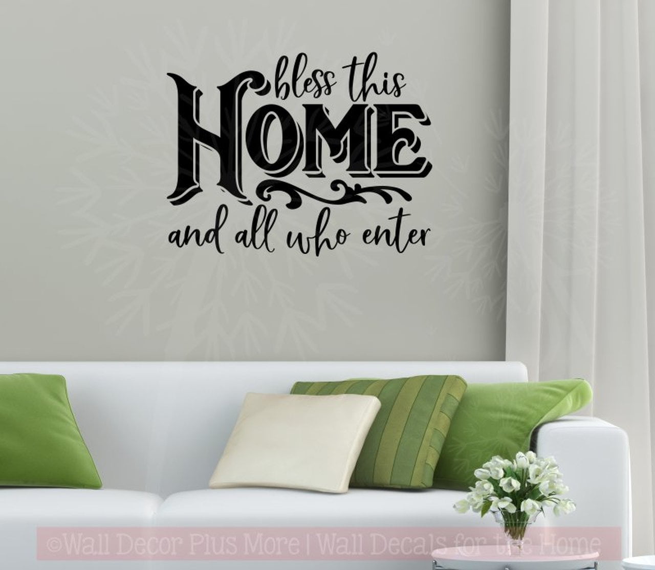 Kitchen Wall Art Decal Bless This Home All Who Enter Decor Sticker Letters 23x18 Inch Black