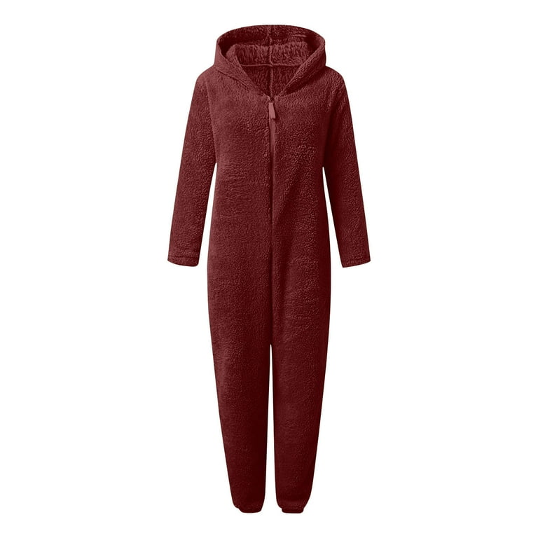 QATAINLAV Warehouse Sales Today Sherpa Jumpsuits for Women Fuzzy