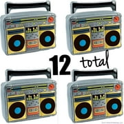 (12) BOOM BOX RADIO Inflatable Blow Up Speakers - 80's Music Party Toy (1 dz)