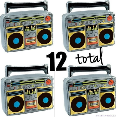 (12) BOOM BOX RADIO Inflatable Blow Up Speakers - 80's Music Party Toy (1 dz)