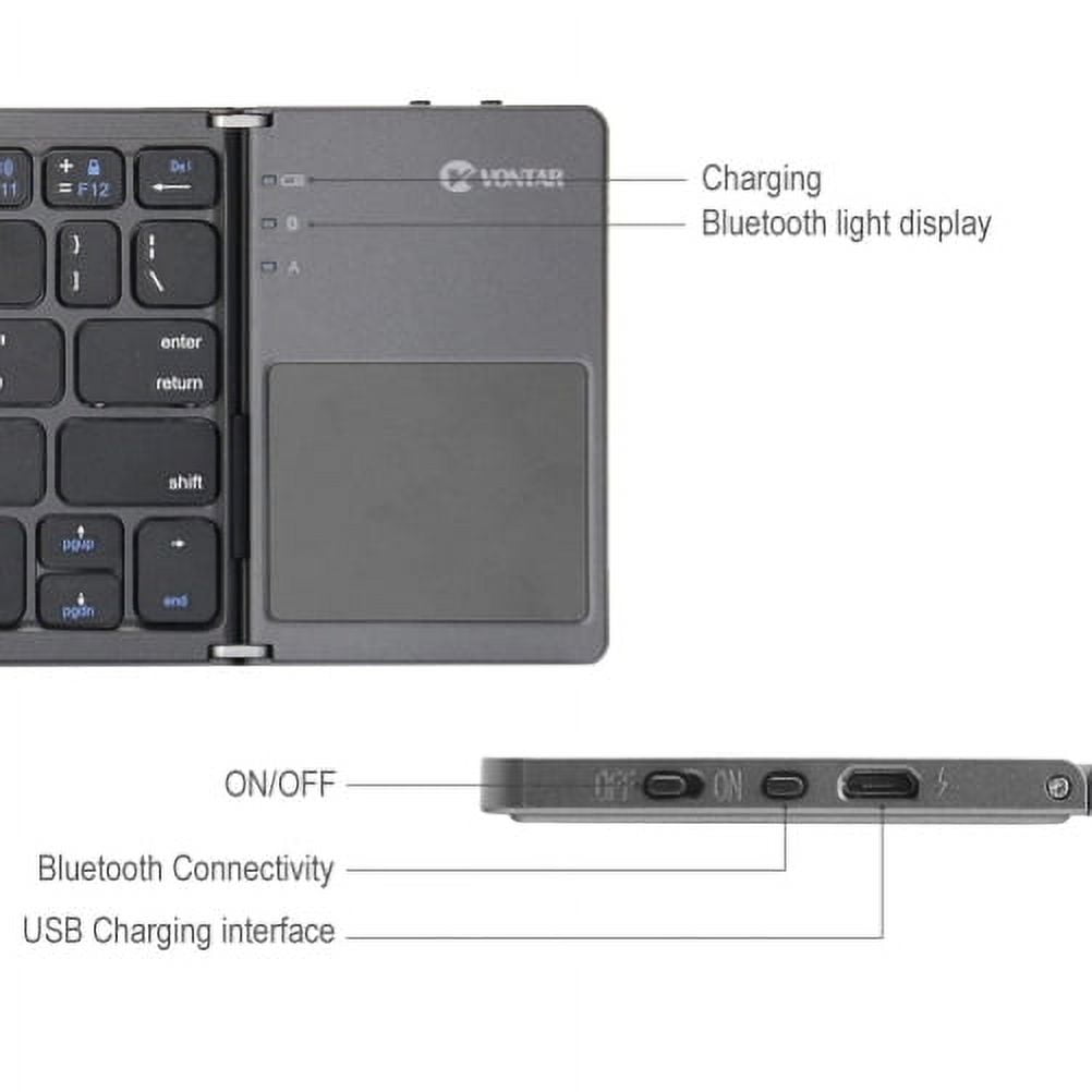 Folding Wireless Keyboard for iPhone 15/Pro/Max/Plus - Bluetooth Rechargeable Portable Compact for iPhone 15/Pro/Max/Plus