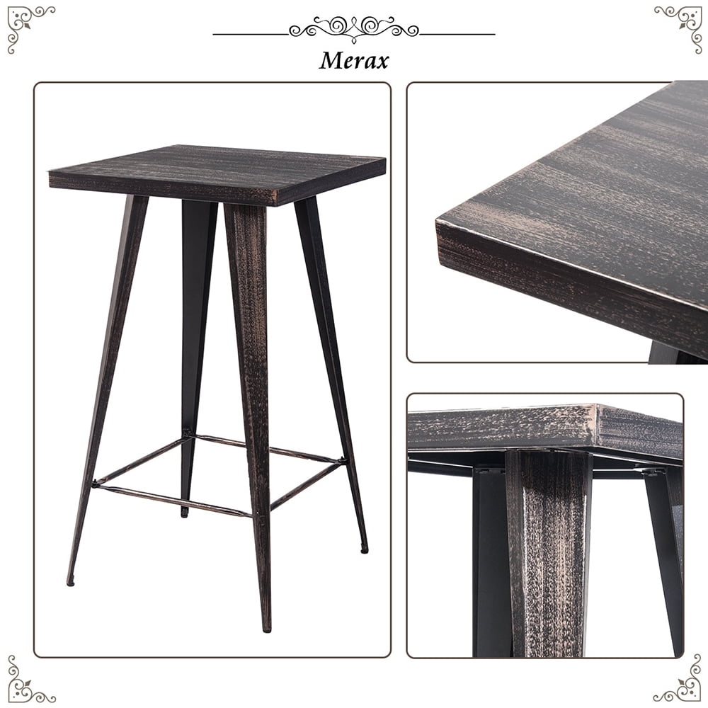 Kepooman 41" Vintage Distressed Metal Bar Table, Rustic Bistro Rectangular High Pub Table for Bar Cafe Home, Golden Black Kepooman 41" Vintage Distressed Metal Bar Table, Rustic Bistro Rectangular High Pub Table for Bar Cafe Home, Golden Black