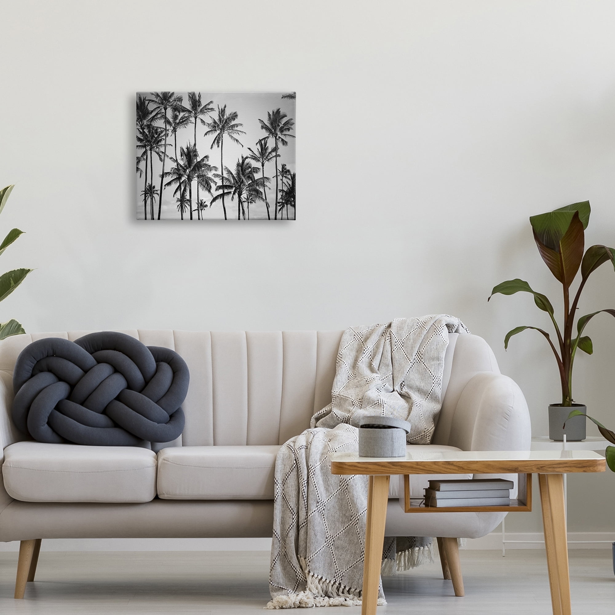 The Stupell Home Decor Collection Palm Trees Skyline Black and White Photography Canvas Wall Art