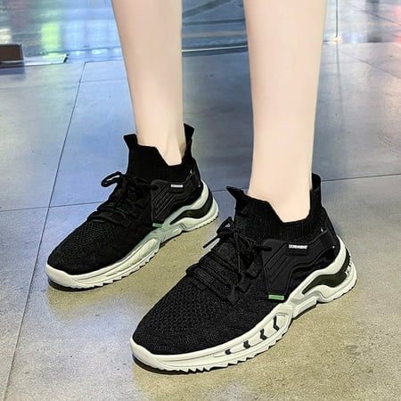 

LnjYIGJ Women s Sneakers Women Breathable Mesh Shoes Fly Weave Bandage Cushion Soft Sports Casual Shoes