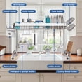 thumbnail image 6 of Over The Sink Dish Drying Rack, 2 Tier Over Sink Dish Drying Rack Width Adjustable(25.6-37.6in), Durable Stainless Steel Dish Rack Over Sink Organizer, Space Saving Kitchen Sink Drying Rack, 6 of 9