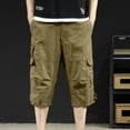 thumbnail image 2 of Men's Cotton Multi Pocket Cargo Shorts Work Pants Knee Length Sports Shorts Button Zipper Closure Casual Daily Hiking Golf Summer Travel | Zenithor,Green 3XL, 2 of 9