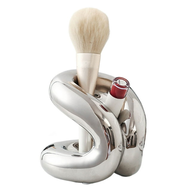 Soidarity Estante de almacenamiento moderno, estante de almacenamiento decorativo práctico y elegante de cerámica elegante, soporte para Bolsas de maquillaje Plata galvanizada