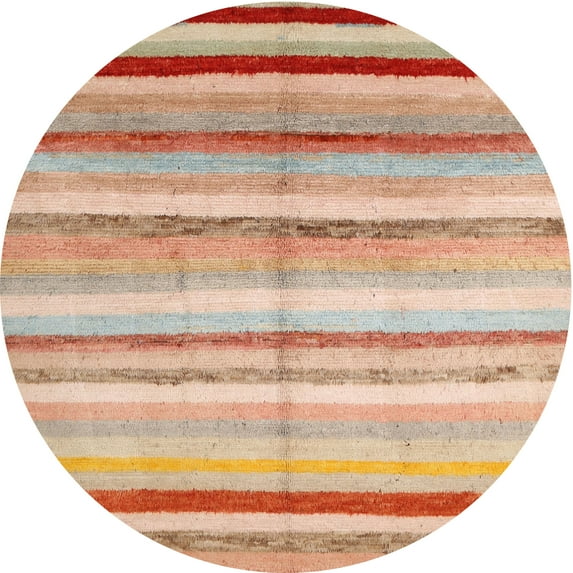 Ahgly Company Machine Washable Indoor Round Contemporary Brown Area Rugs, 6' Round