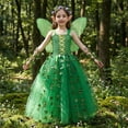 thumbnail image 2 of Afdoent Princess Dress Up For Girls Halloween Green Fairy Dress Outfit Girls Birthday Party Halloween Dress Up Clothes 4-5 Years, 2 of 8