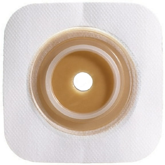 Sur-Fit Natura Colostomy Barrier Trim to Fit, Standard Wear Stomahesive White Tape 2-1/4 Inch Flange System Hydrocolloid 1-3/8 to 1-3/4 Inch Opening 5 X 5 Inch, Convatec, 125260 - Sold by: Pack of One