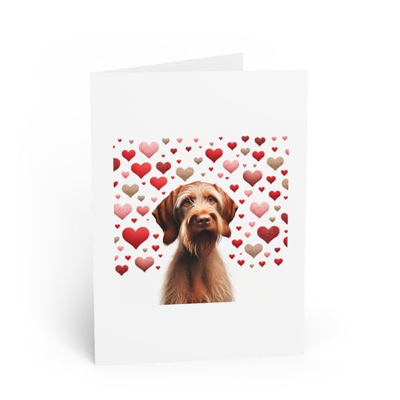 DistinctInk Greeting Card / Note Card - Valentine's Day Wirehaired Vizsla - PACK of 1