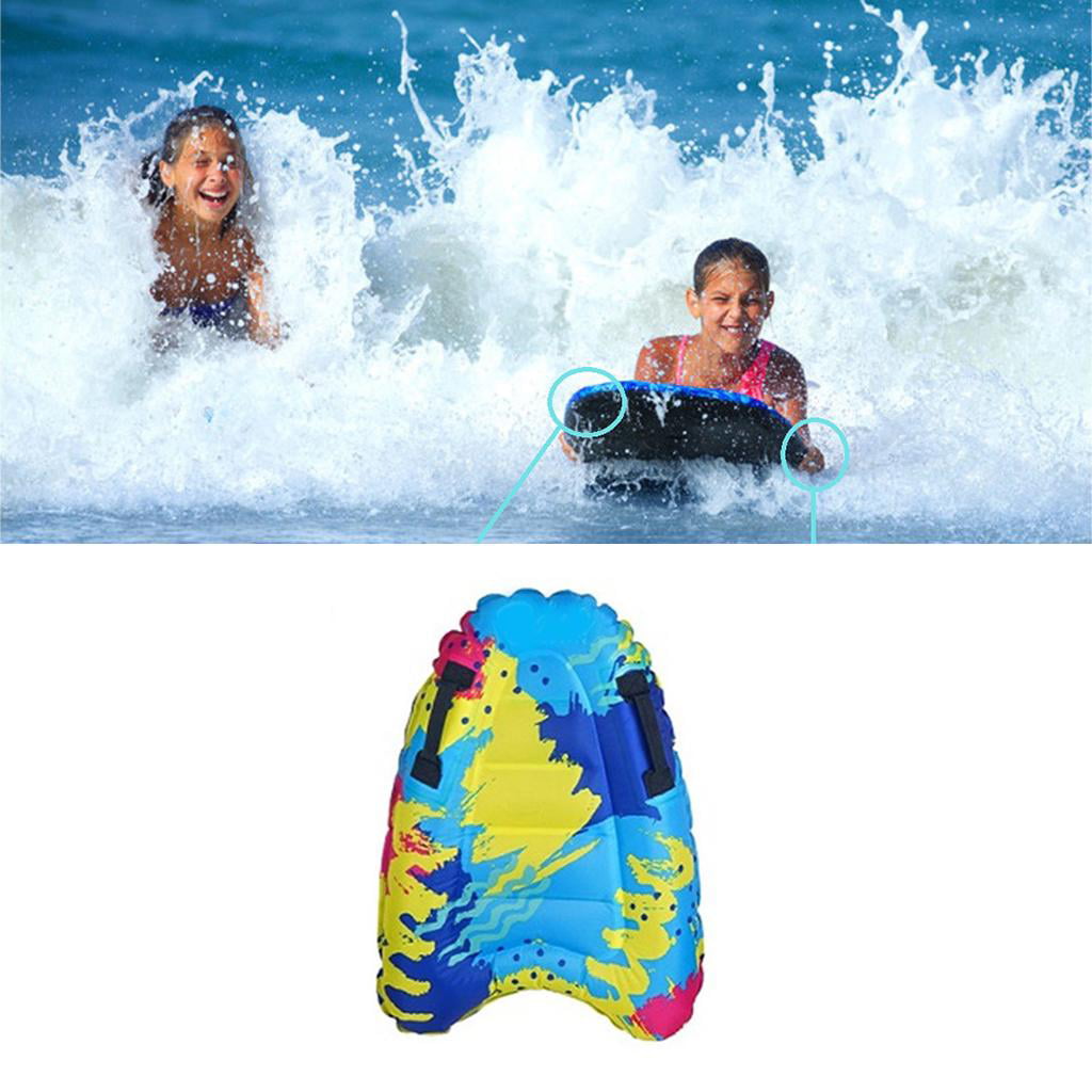 Portable Inflatable Surf Body Board with Handle Durable Swimming Floating Mat 