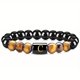 thumbnail image 1 of Natural Tiger Eye Stone 26 Letters Obsidian Elastic Rope Bracelet For Men, 1 of 5