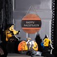 thumbnail image 5 of Halloween Welcome Sign Compatible With Front Door Decor, Round Wooden Wreath Wall Hanging Compatible With Holiday Party, 5 of 5