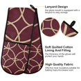 thumbnail image 2 of Yayeee Double Oven Mitt Kitchen Heat Resistant Baking 35" x7" Quilted Glove, Red Circles, 2 of 6
