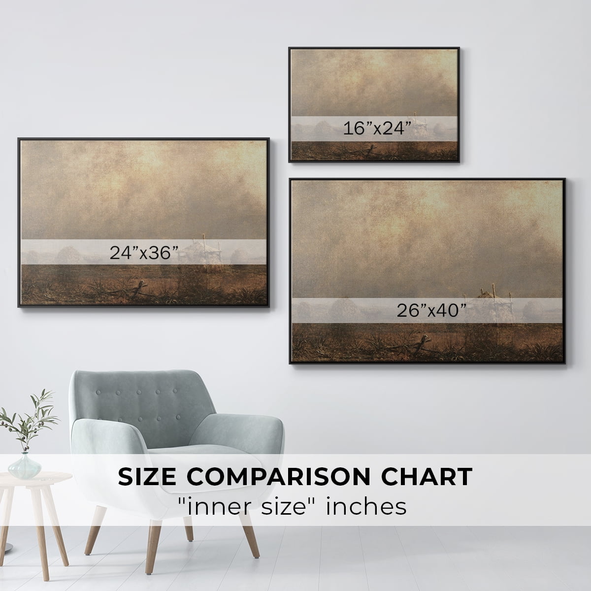 Vintage Landscape-MVIII By Wexford Home Framed in Black Wood Gallery Wrapped Canvas 25 in. x 37 in.