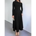 thumbnail image 4 of Women'S Fall Long Sleeve Wedding Guest Dresses One Shoulder Elegant Formal Pleated Midi Maxi Dress Black S, 4 of 8