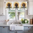 thumbnail image 2 of Sunflower Bow Window Valance Curtain White Background Rod Pocket Short Curtain for Living Room, Bedroom & Kitchen Window Decor 42x18in, 2 of 8
