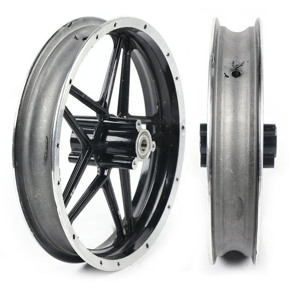 Rear &Front 2.50-10 Tire Rim Hub Assembly Wheel for 2 Stroke Dirt Bike 49cc 50cc Black Silver Strong Load-bearing Capacity