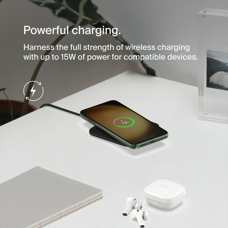Belkin Quick Charge Wireless Charging Pad - 15W Qi-Certified for iPhone,  Samsung Galaxy, Apple Airpods Pro & More - Charge While Listening to Music
