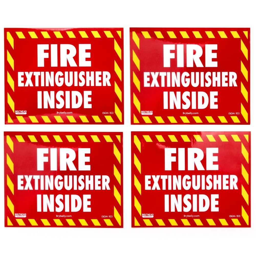 Fire Extinguisher Inside Vinyl Sticker 4pack