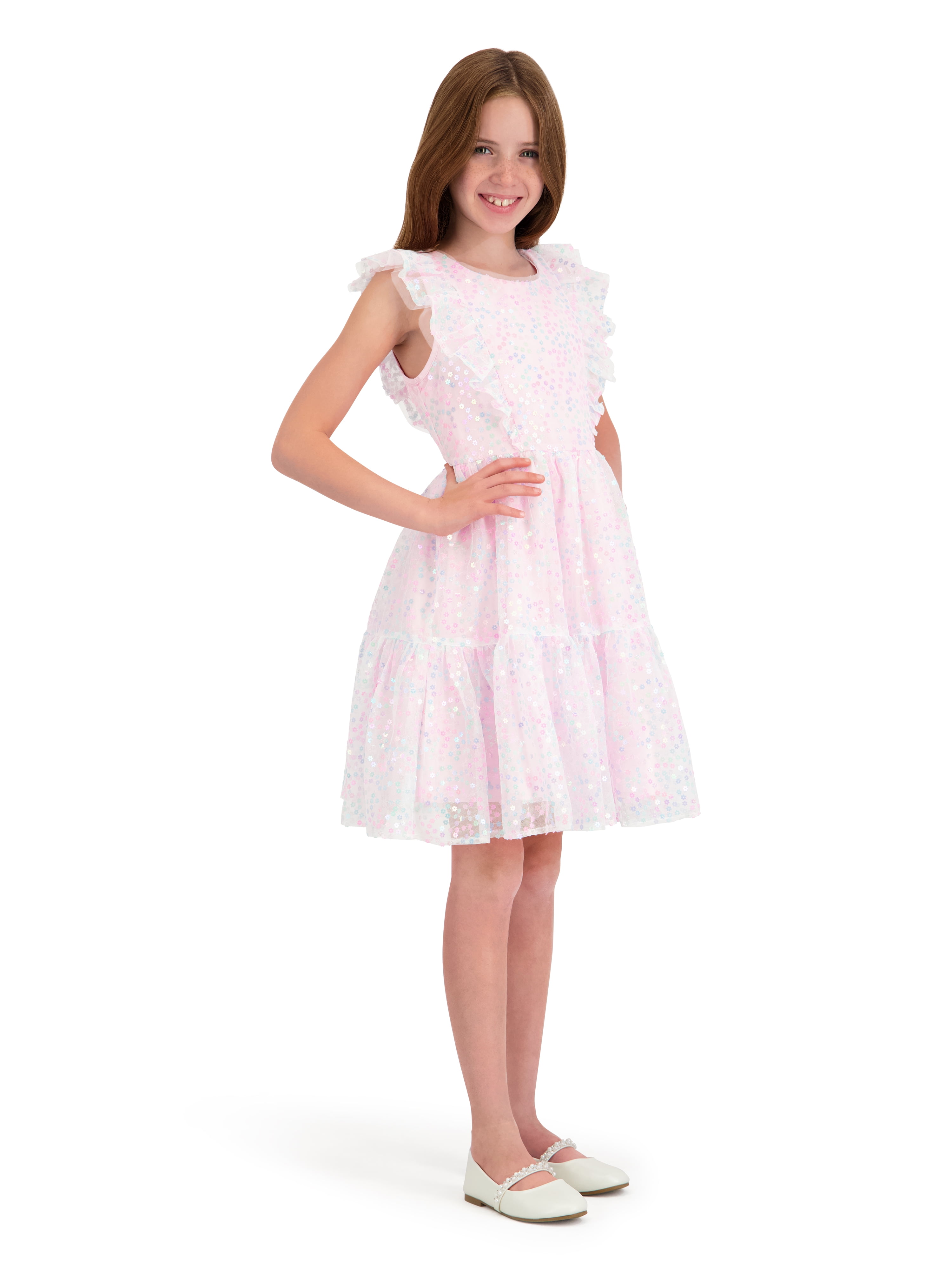 Kensie Girl Sleeveless Sequin Dress with Ruffles, Sizes 4-16