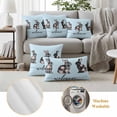 thumbnail image 6 of Blue Easter Outdoor Waterproof Pillow Covers, Spring Rabbit Plaid Flowers Animal Floral Decorative Square Throw Pillowcase Sofa Cushion Sham for Patio/Couch/Chair, 18"x18" 2 Pack, 6 of 8