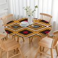 thumbnail image 3 of Colorful Floral Bohemian Table Cover with Elastic Edge - Stretchable Round Tablecloth for Kitchen - Fits 52-56 Inch, 3 of 7