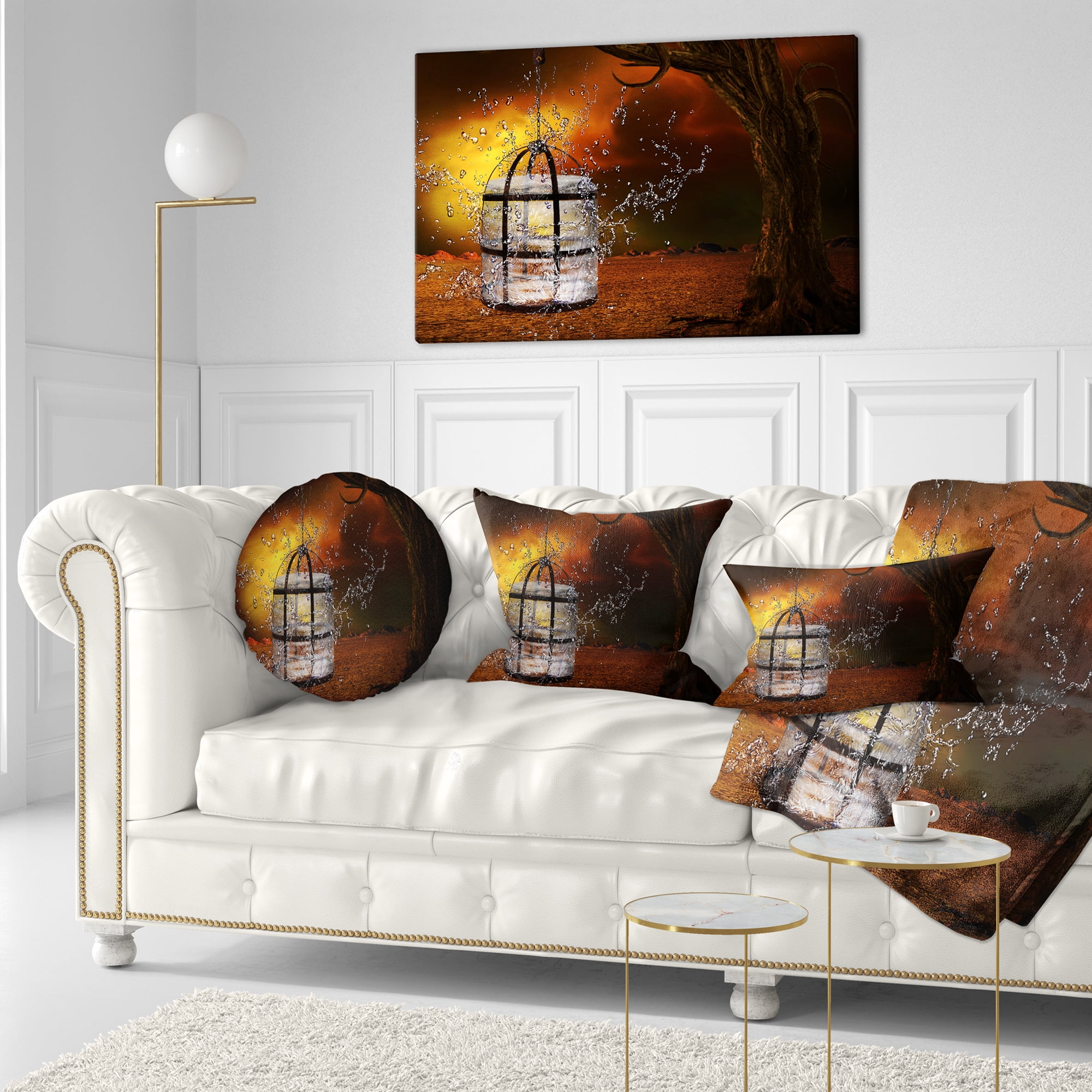 Designart Water Locked Cage - Abstract Throw Pillow - 12x20