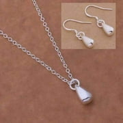 Tiny Teardrop Silver Matching Necklace and Earrings Set