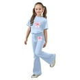 thumbnail image 3 of Tiweut Oufits Girls Short Sleeve Bow Print T Shirt and Flared Pants Suit,7-8 Y, 3 of 5
