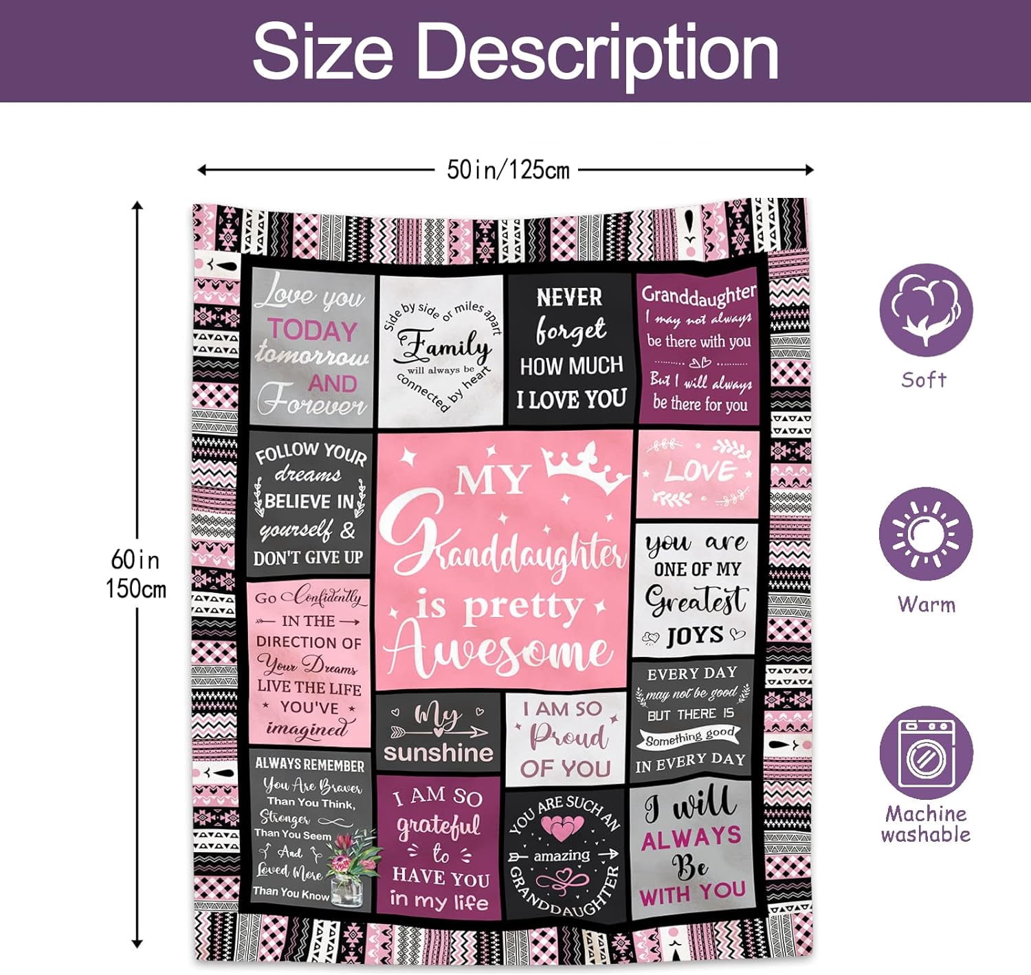 Granddaughter Gifts from Grandma, Gift for Granddaughters, Granddaughter Present, Grand-Daughter Birthday Gifts Ideas, Grand-Daughter Blanket