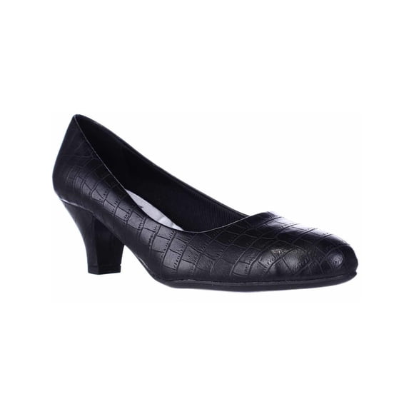 Easy Street Fabulous Kitten Pumps, Black Croco
