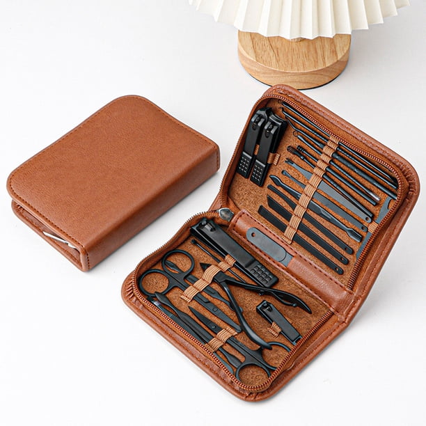 Kit profesional de cortaúñas de 26 piezas con tijaúñas de acero inoxidable, limas y herramientas para manicura en casa