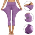 thumbnail image 5 of VV AVEORS Capri Leggings For Women - High Waisted Tummy Control Compression Leggings Quick Dry Athletic Workout Yoga Pants With Pockets Purple M, 5 of 7